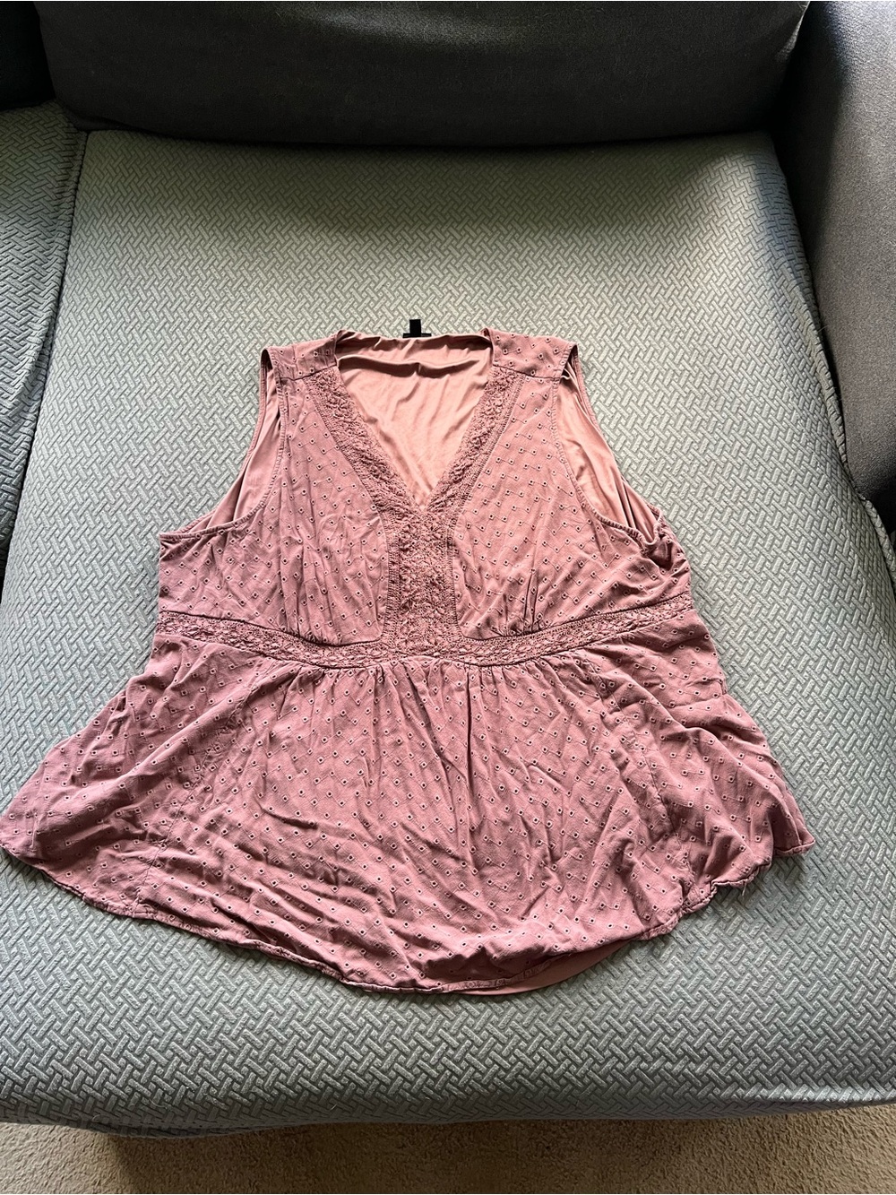 Torrid Dusty Rose Sleeveless V-Neck Embroidered Top